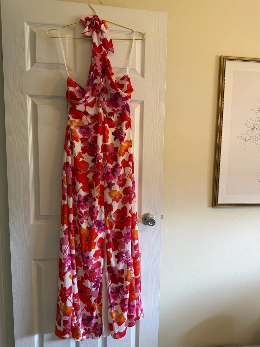 Premier Pink & Red Floral Halter One-Piece